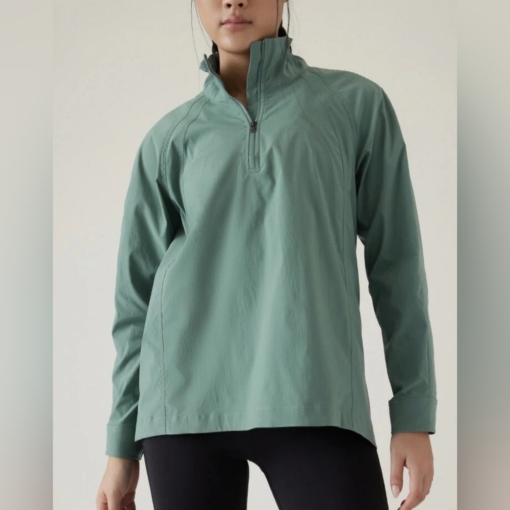 Athleta Sage Green Half-Zip Sweatshirt Size L